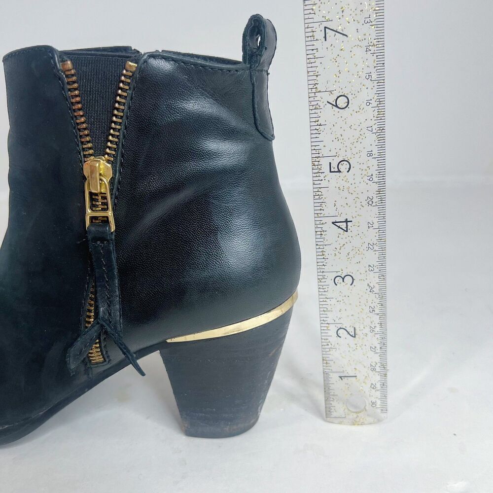 Steve Madden Wantagh Black Leather Suede Booties Ankle Boots Size 9 - Picture 7 of 13